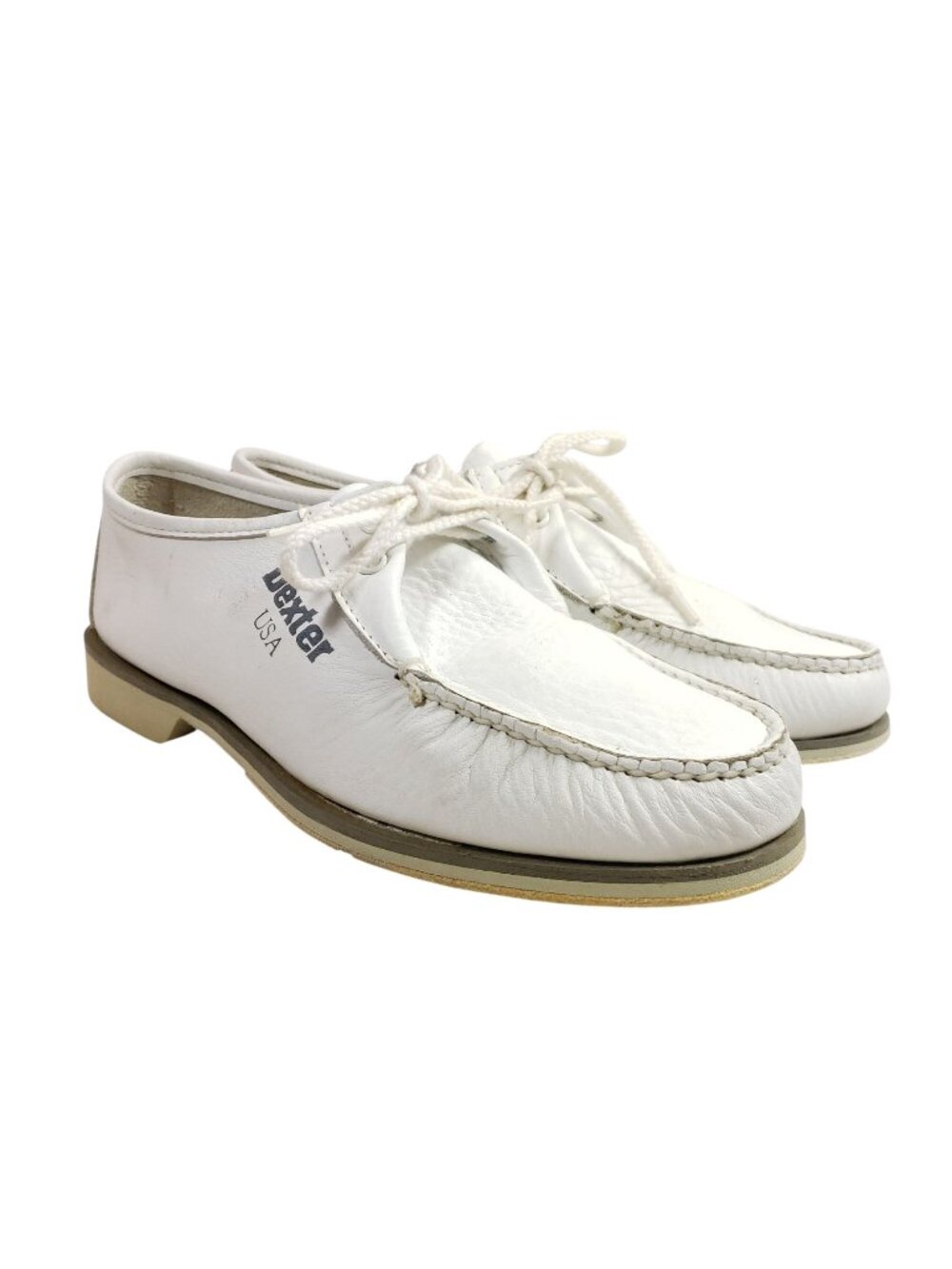 Dexter Womens Size 8.5  White Leather Moc Toe Bowling Shoes Vintage